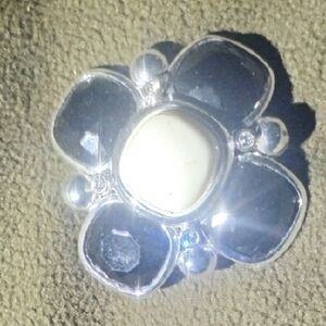 Chic Silver and White Gem Brooch